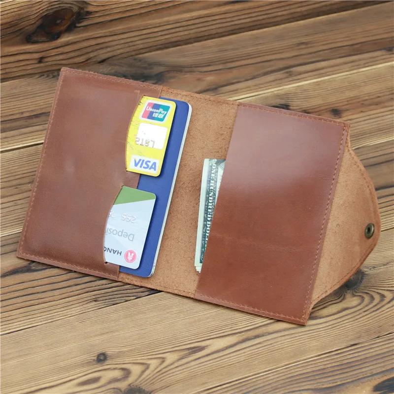 Funda Vintage de cuero genuino para pasaporte para hombre y mujer, accesorio de viaje para tarjetas de crédito, identificación, billetera