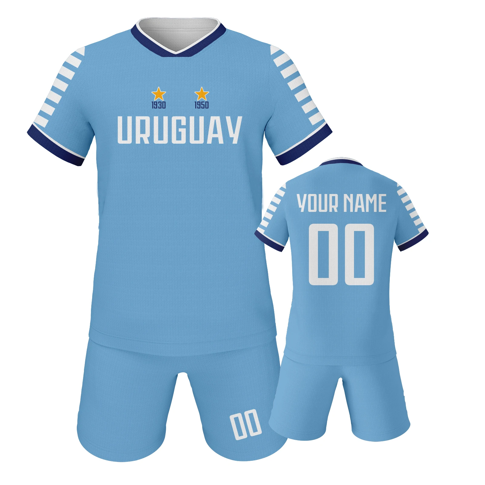 Uruguay Soccer Jersey Customizable Kids Football Training Uniform Personalized Name Number Youth Tracksuit Soccer Kit Custom