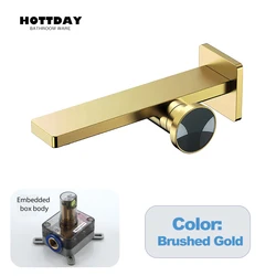 Brass black Bathroom sink faucet tap concealed in the wall wash basin under the counter high-end hotel hot and cold faucet