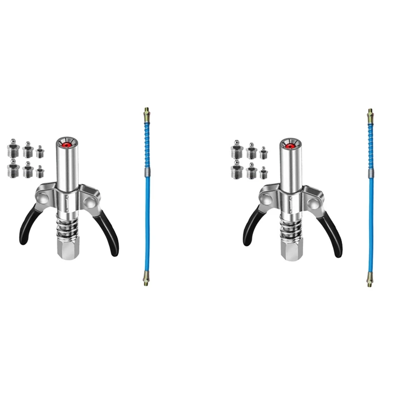 2X Grease Coupler Heavy-Duty Quick Release NPTI/8 10000 PSI Two Press Easy To Oil Grease Injector