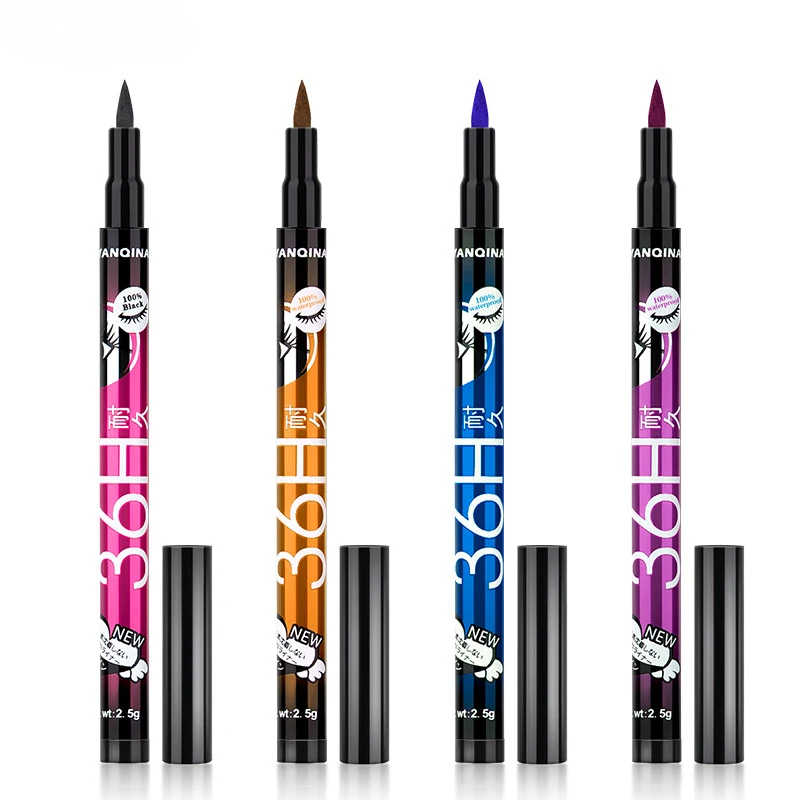 Wasserdichter Eyeliner Bleistift 36h langlebiger schnell trocknender schwarzer flüssiger Eyeliner flüssiger Eyeliner Stift kein blühendes Kosmetik werkzeug