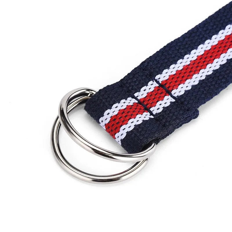 Unisex-Canvasgürtel, klassische D-Schnalle, Doppelschlaufenschnalle, gewebtes Design, vielseitiger universeller Hosengürtel, Outdoor-Nylongürtel – Detail 4