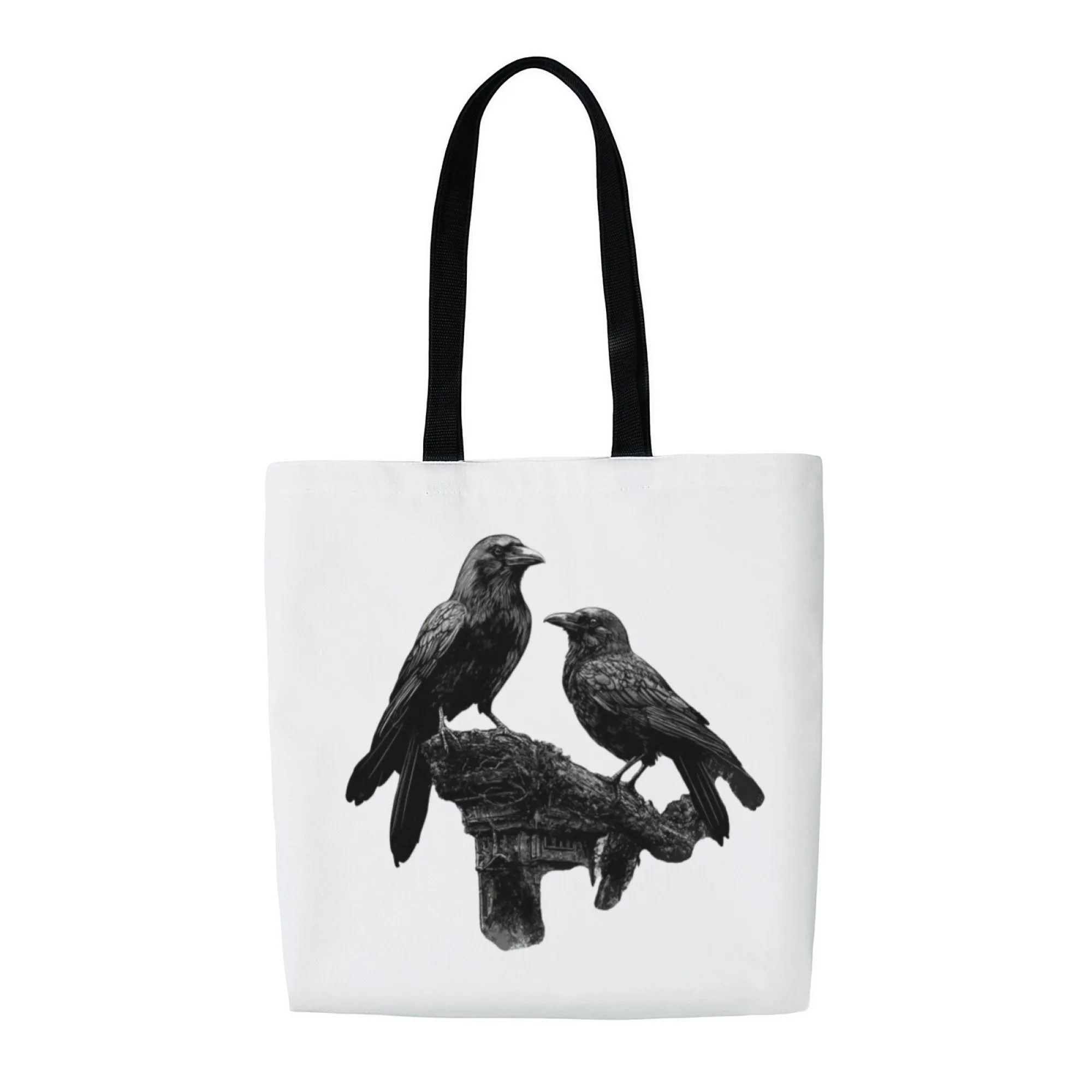 أسود الغراب القوطية المرأة قماش حمل حقيبة الظلام موضوع حقيبة تسوق قابلة لإعادة الاستخدام للنساء مثالية لمحبي القوطية عشاق غامض