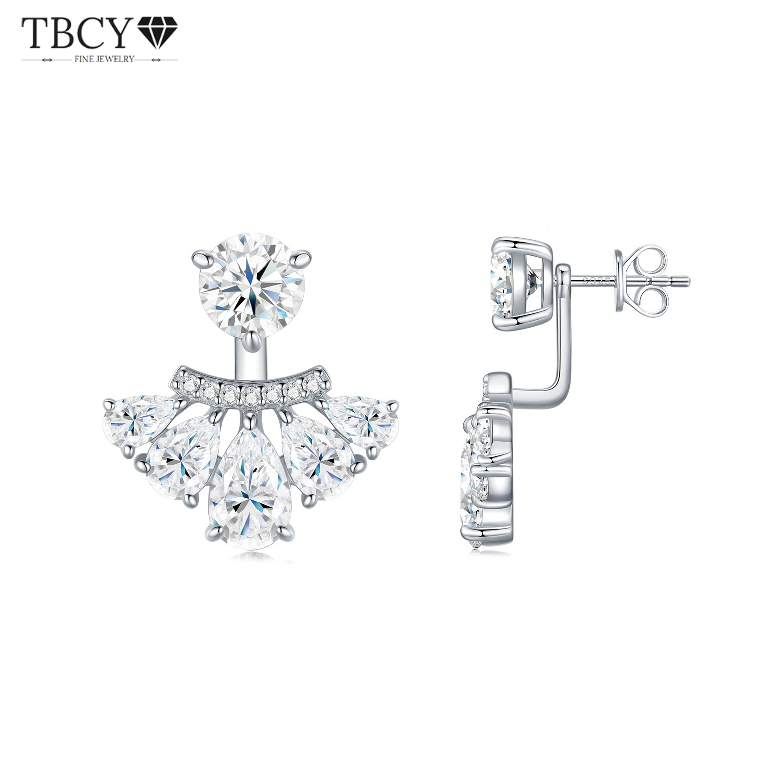 

TBCYD 6.462ct D Color Moissanite Earrings Diamond Fans-Shaped Earrings For Women S925 Silver Luxury Fine Jewelry Gifts