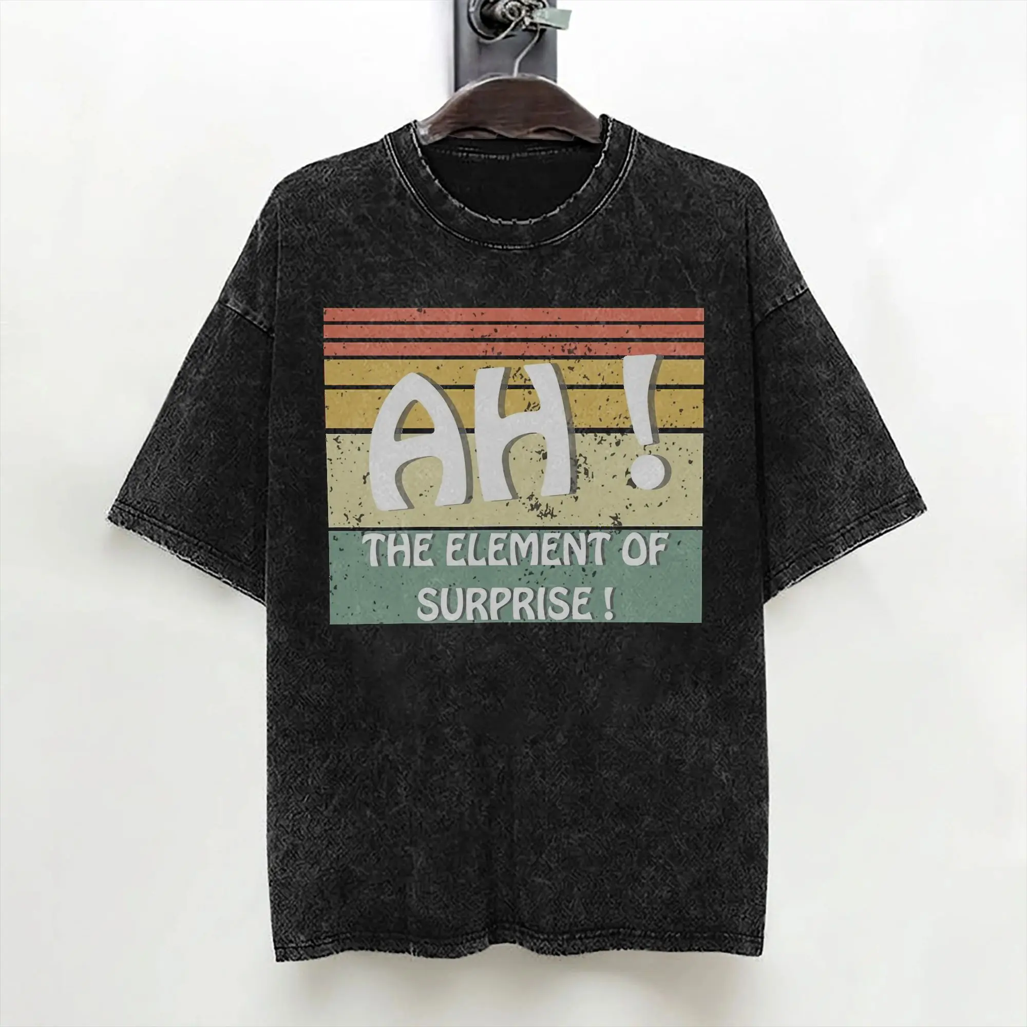 Ah! The Element Of Surprise T Shirts Hip Hop Washed Cotton Harajuku T-Shirts Vintage Men Women Tops Streetwear Summer Tee Shirt