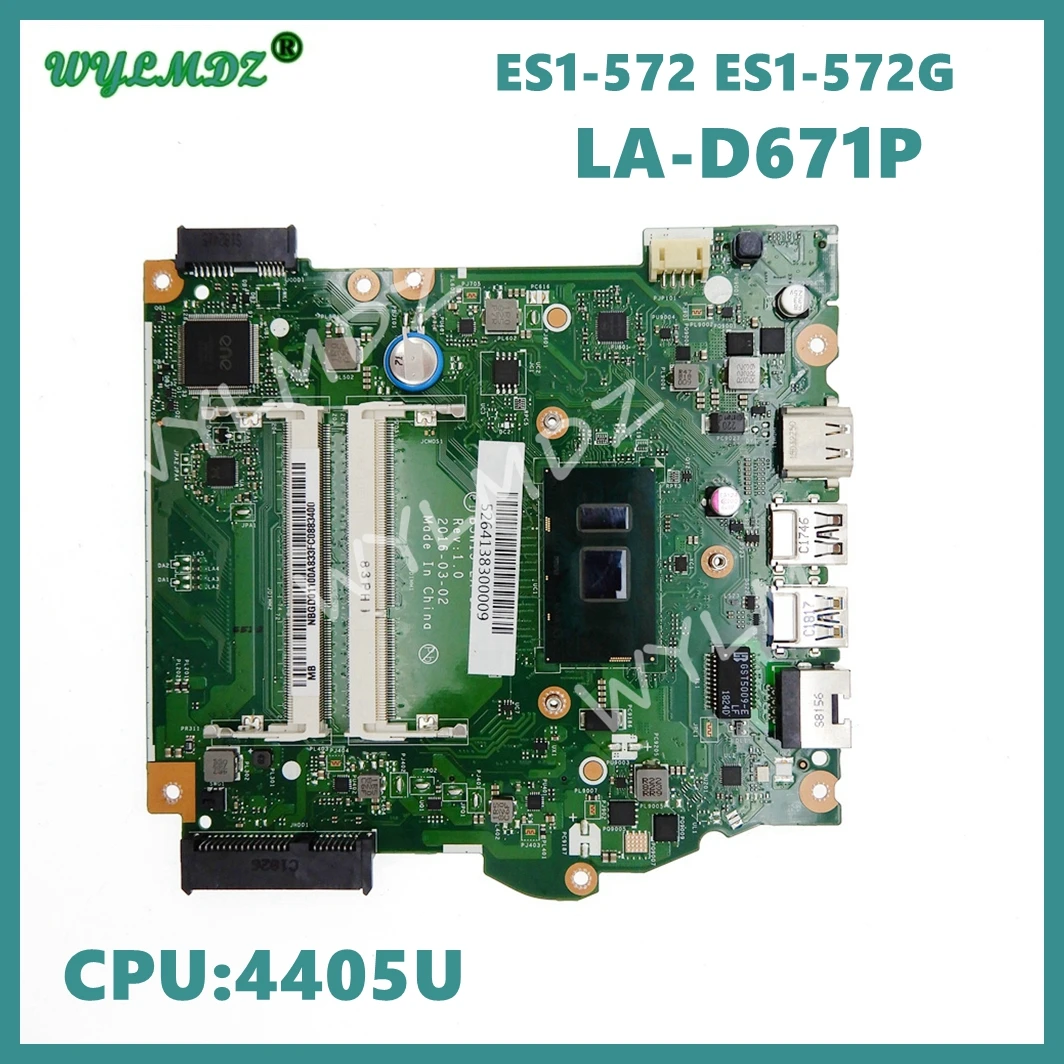 LA-D671P With 4405U CPU Notebook Mainboard For Acer Aspire ES1-572 ES1-572G Laptop Motherboard 100% Tested OK