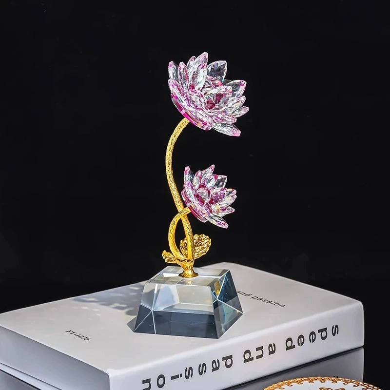 Provide custom luxury feng shui crystal statues, artisan crafts wholesale, factory cut lotus flowers