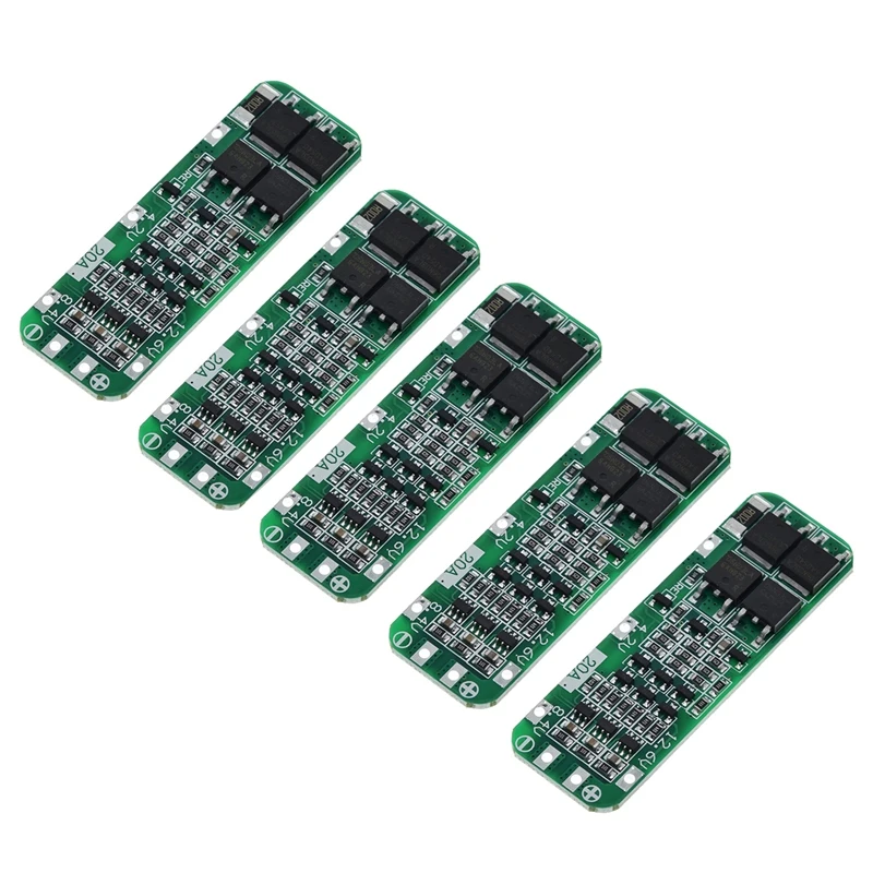 Módulo de cargador de batería de iones de litio, Placa de protección BMS, PCB, 18650 V, 12V, 11,1 V, 5 piezas, 3S, 20A, BMS 12,6