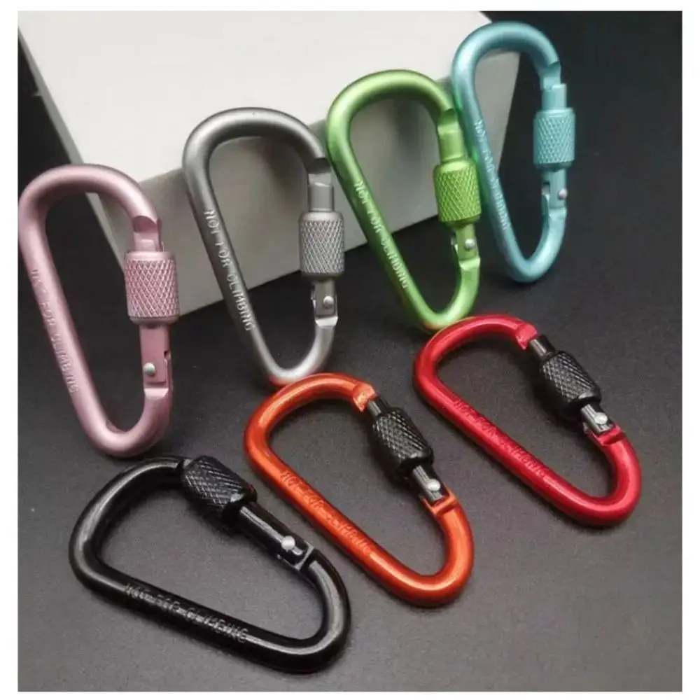 Multi Colors Aluminum Alloy Carabiner Safety Buckle Keychain with Lock Climbing Button D-shape Carabiner Camping Hiking Hook