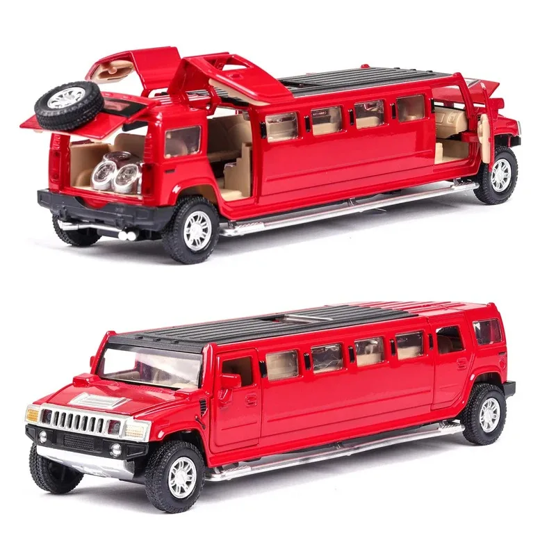 TEMIKIDS 1:32 Alloy Lengthen Limousine Car Model Metal Diecasts Vehicles With Sound Light Pull Back Car Collection Toys Kids Gif