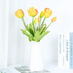 New Silicone Parrot Tulip 5Pcs Artificial Flower  Real Touch Bouquet 40CM Luxury Home Decorative Flowers Living Room Deco Flores