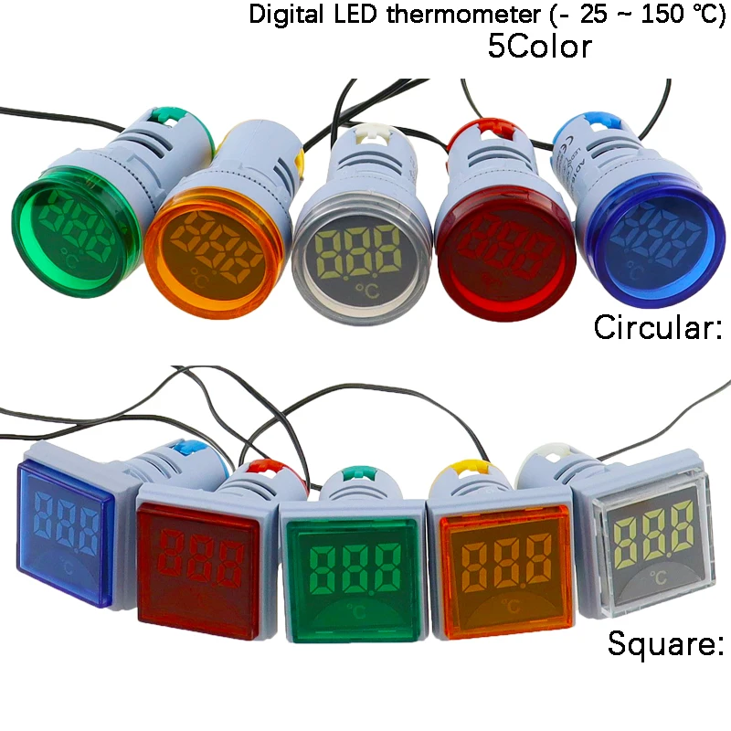 

Thermometer VaneAims 22mm opening hole AC power supply Temperature measuring instrument Digital display LED thermometer -25~150℃