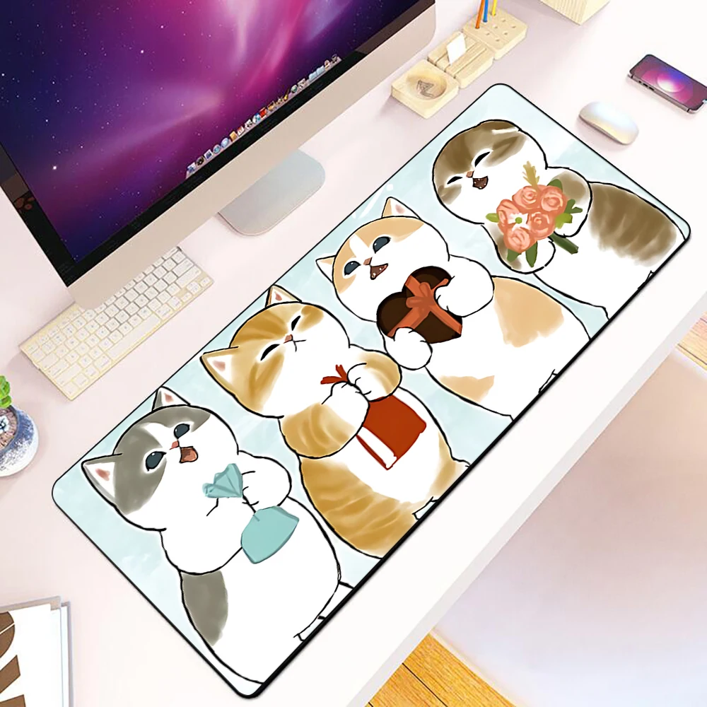 Cute Cat Mofusands Mousepad HD Printing Computer Gamers Locking Edge Non-slip Mouse Pad XXL90x40cm Keyboard PC Desk Pad