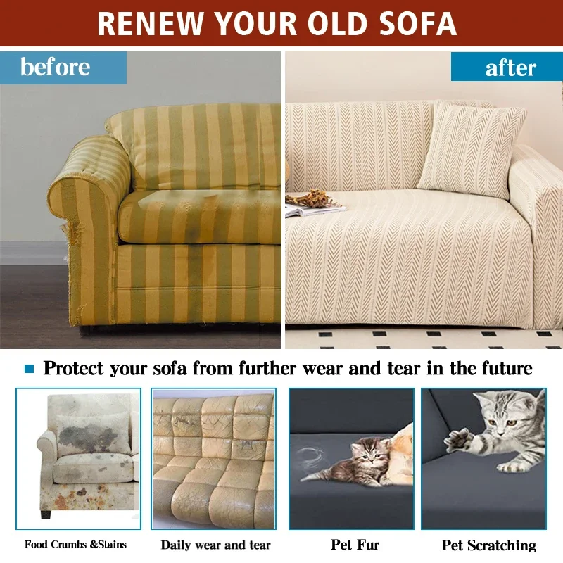 Jacquard Sofa Covers for Living Room Stretch Couch Cover Pets Dogs Friendly Anti Slip Thickened Slipcovers Furniture Protector 5