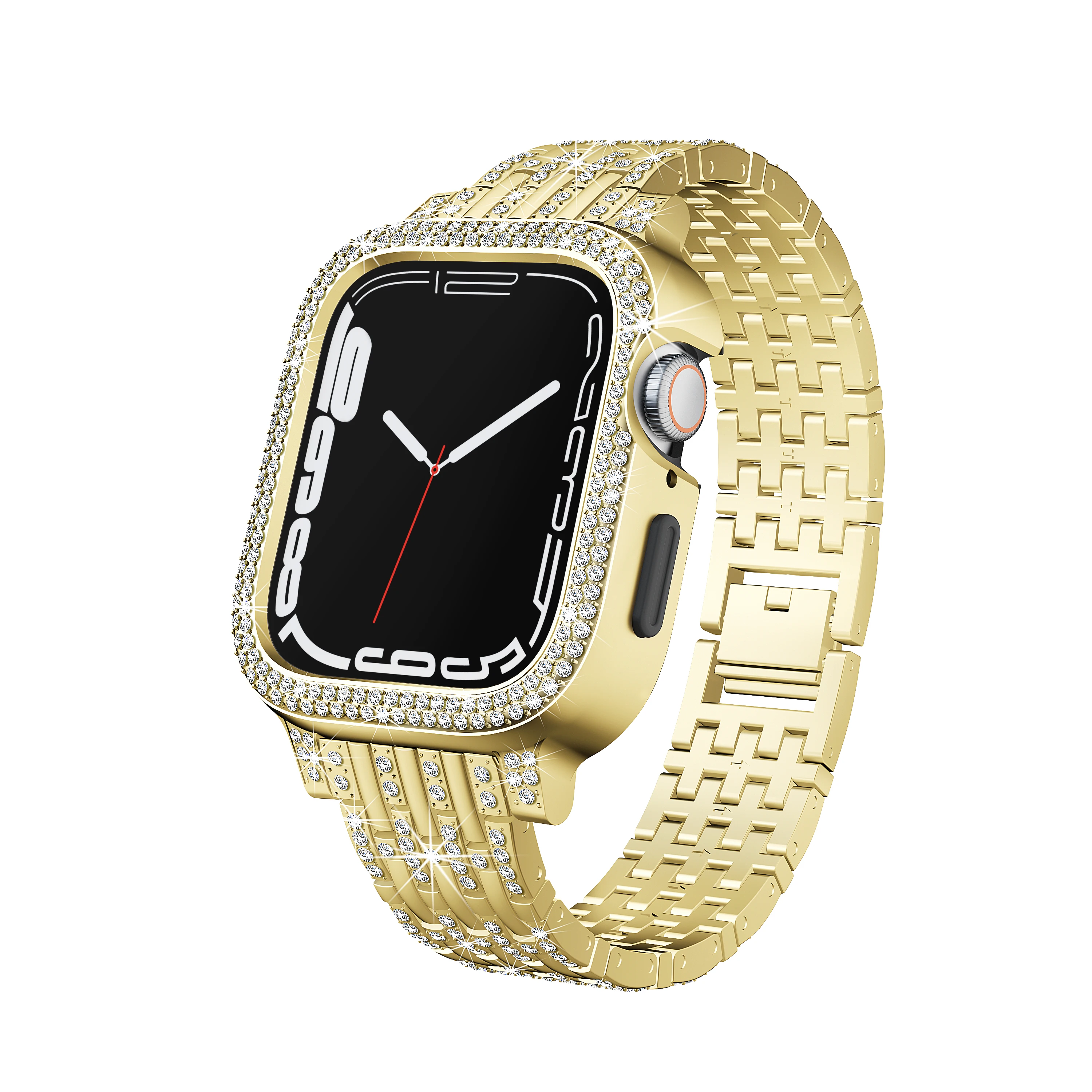 

Compatible with Apple Watch Band 40mm 41mm 42mm 44mm 45mm + Case, Women Jewelry Bling Diamond Rhinestone Replacement Metal Bands