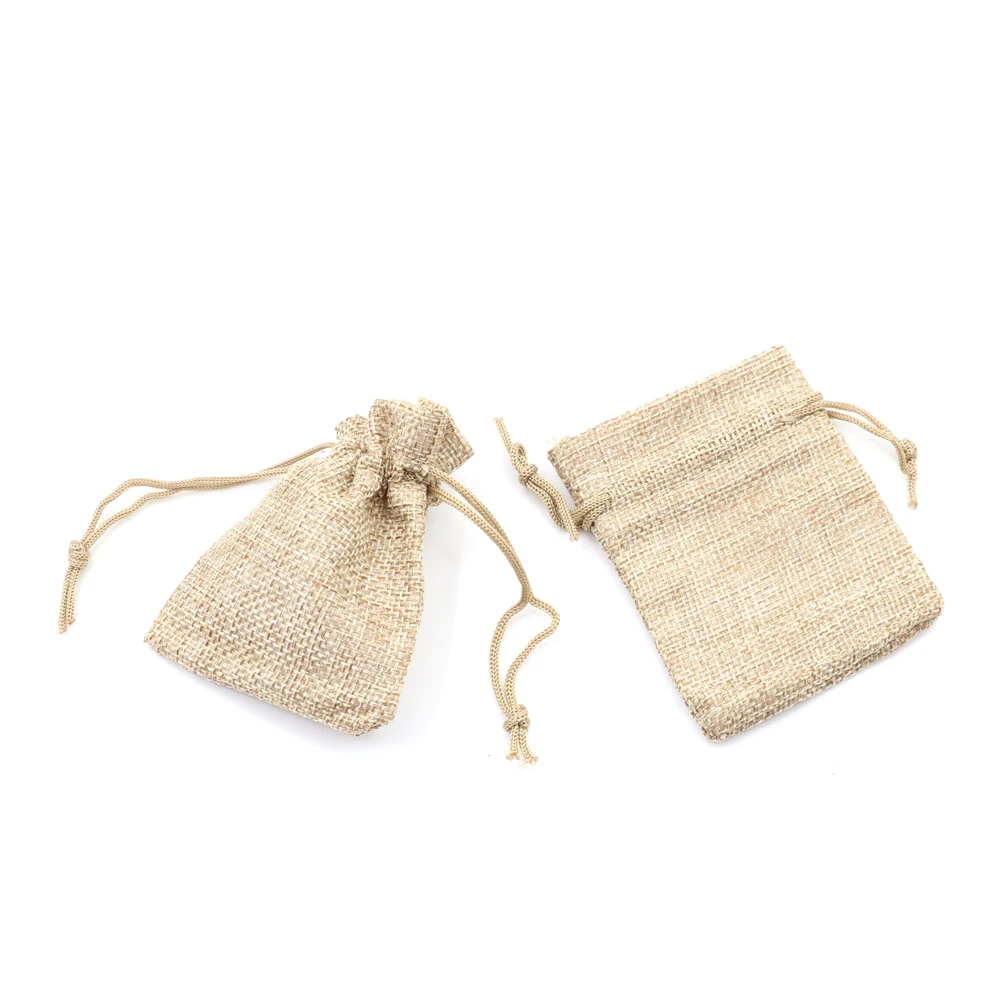 10pcs/lot 7x9cm Drawstring Bag Fashion Small Burlap Jute Sack Linen Pouch Bag Wedding Supplies