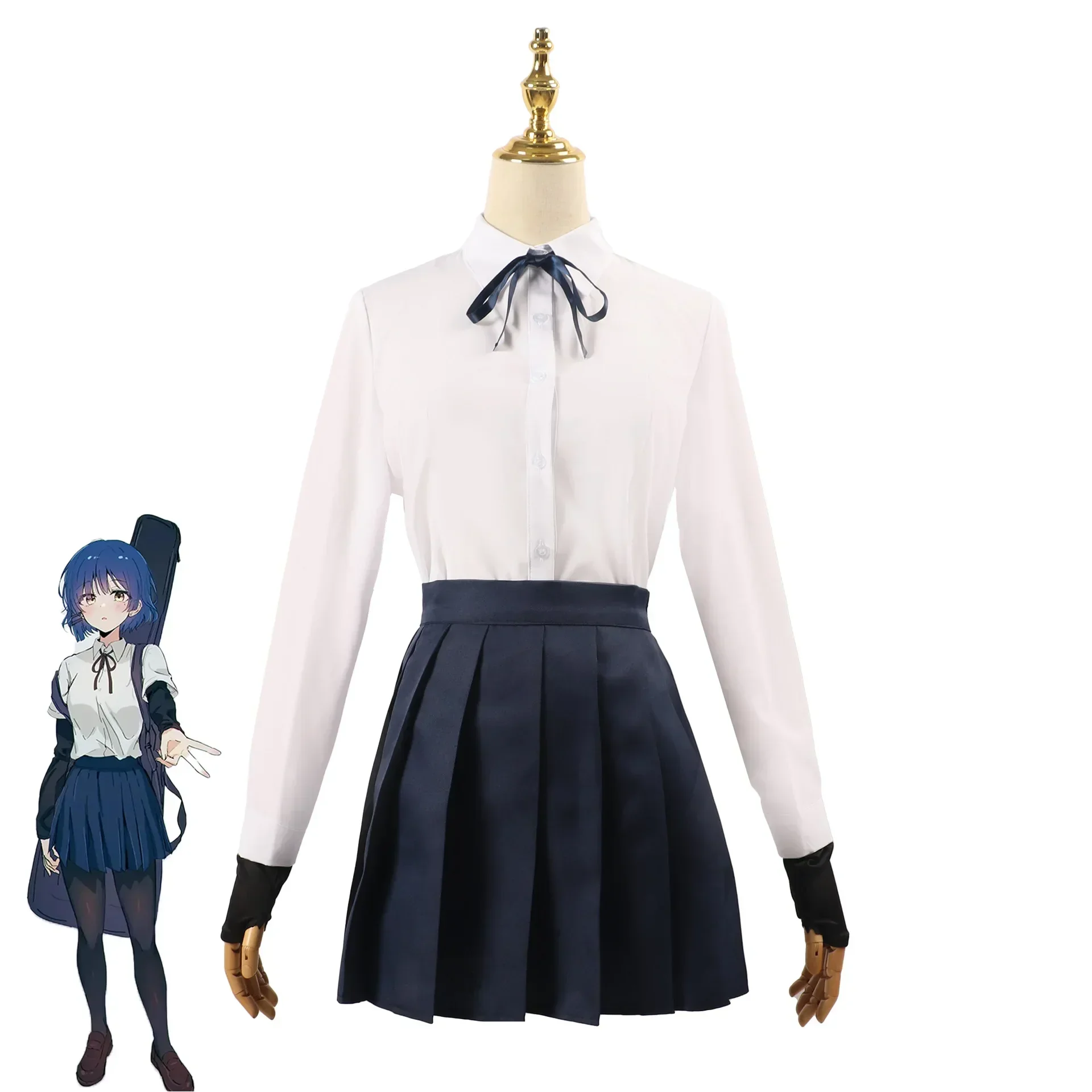 Yamada Ryo Cosplay Anime Bocchi The Rock Ryo Yamada disfraz faldas camisa peluca azul disfraces de Halloween para niñas  mujeres