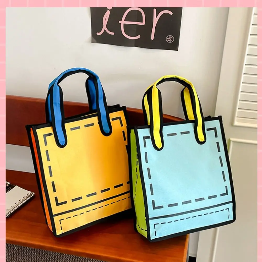 

Casual Cartoon 2D Anime Tote Bag Nylon Zipper Comic Shoulder Bag Large Capacity Handbag Graffiti Messenger Bag Travel