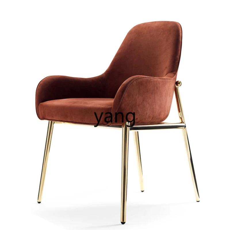 CX Light Luxury Flannel Dining Table Metal Armrest Study Chair Simple Modern Stainless Steel Hotel Meeting Chair