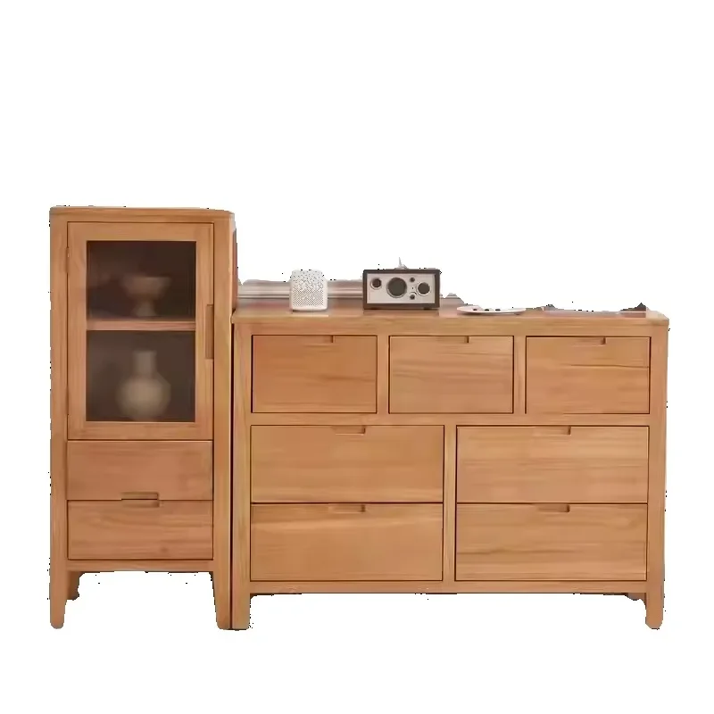 Gabinete de almacenamiento de madera maciza para sala de estar, casillero, cofre tipo cajón, dormitorio, mesita de noche, gabinete de TV, piso a ceilin