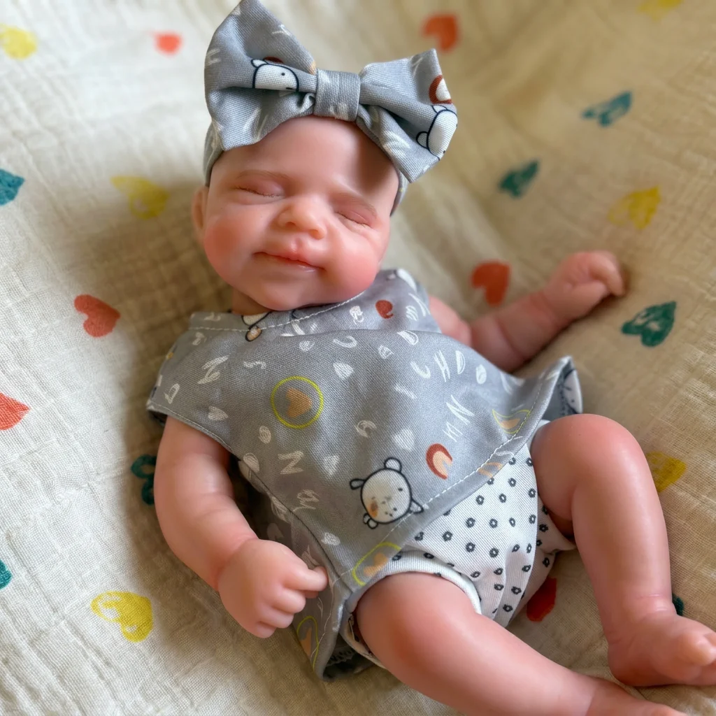 13 Inch Pascale Full Body Silicone Reborn Doll Lifelike Newborn Hand Painted Waterproof Collectible Art Ornament for Holiday and Birthday Gifts