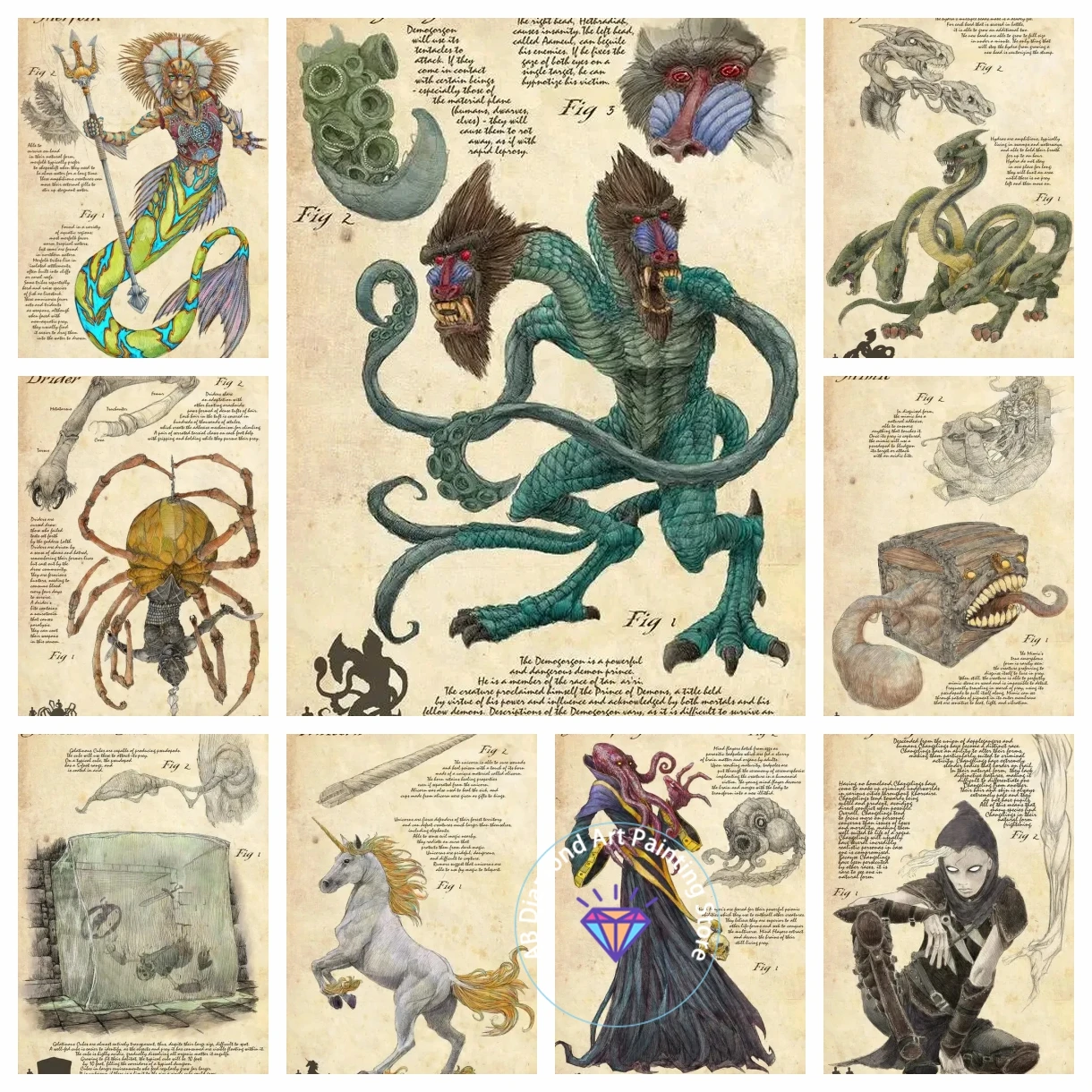 

AB Diamond Painting Kits D_Dungeons_And_D_Dragons Vintage Game Embroidery Mosaic Cross Stitch Home Decor Children's Gift Crafts