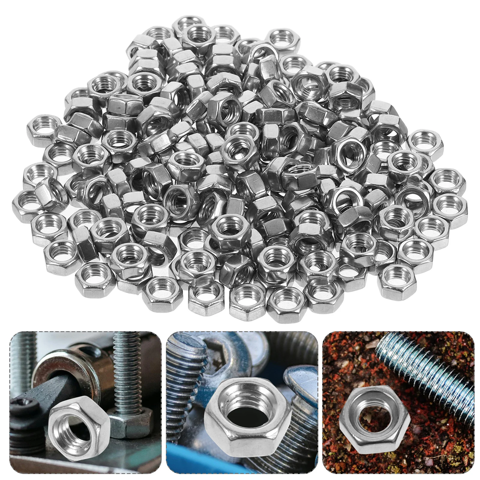 

180Pcs 304 Stainless Steel Hex Nuts Set High Strength Fastening Hardware M5 for Construction Machinery Automotive