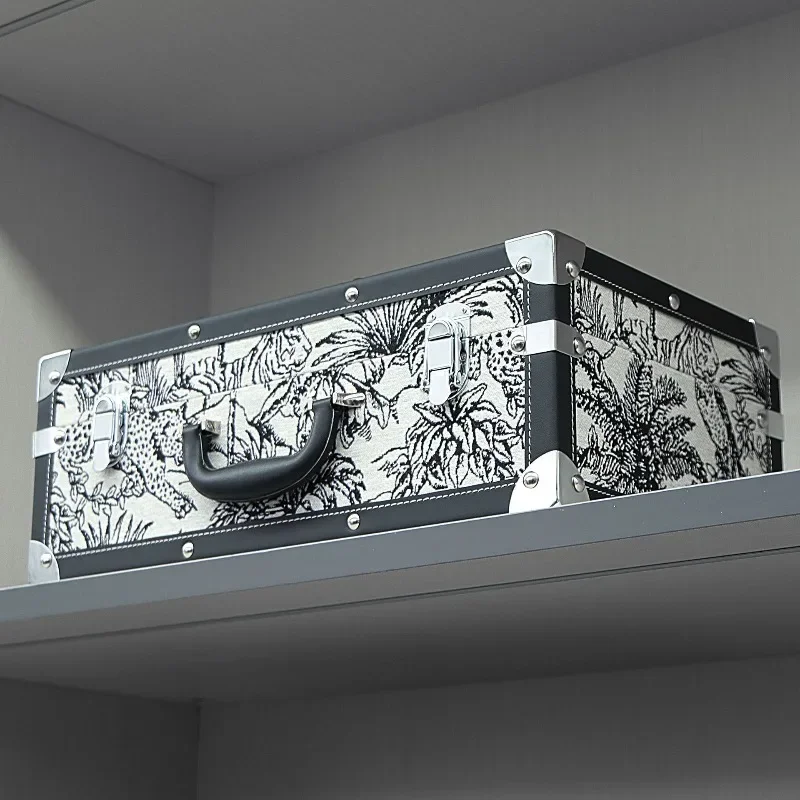 Leather Storage Box Large Capacity Clothes Organizer Box Modern Luxury Printed Storage Boxes Home Organization Accessories