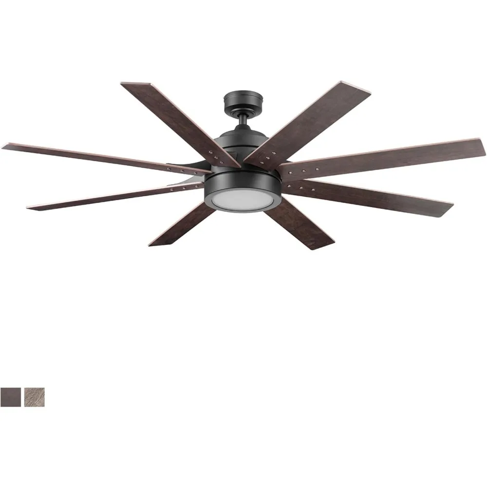 

62 Inch Contemporary LED Ceiling Fan with Light and Remote Control, 8 Blades with Dual Finish, Reversible Motor