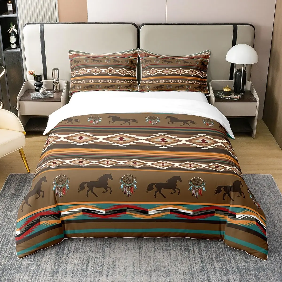 Western Cowboy Print Bedding Duvet Cover Set Full Size Bedding Set for Kids Boys Girls Comforter Cover Set Bedroom Bedclothes