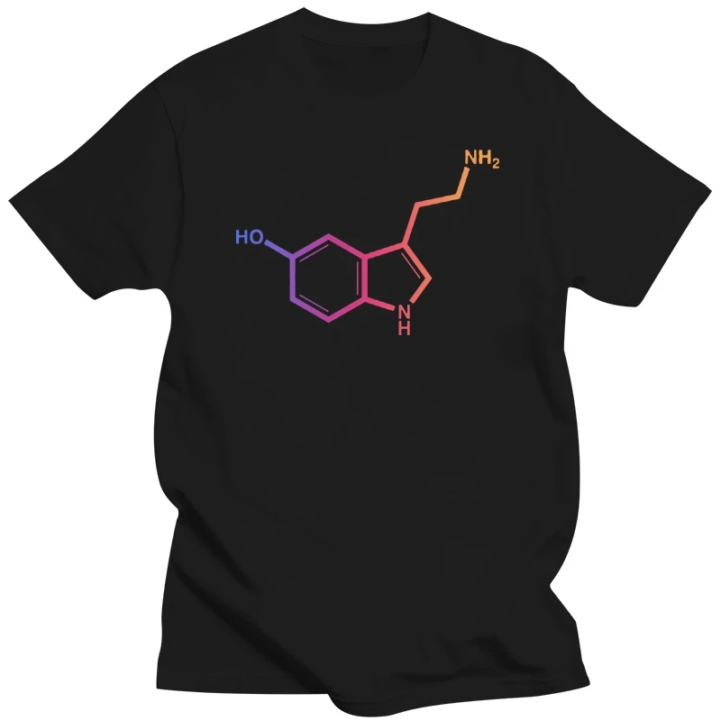 Chemistry Funny T Shirt Men Serotonin and Dopamine Chemical Formulas Cotton Tees Novelty Cool Tops