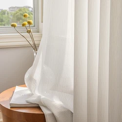1/2 Panles Japanese Style Pleated Texture Anti Scratch And Anti Hook Silk Bedroom And Living Room Gauze Curtain