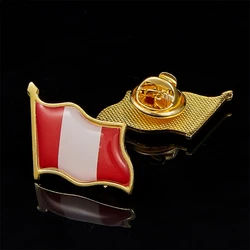 South America Peru Flag Single Lapel Pin Made of Metal Colored Enamel Fill Gold Plated And Epoxy Dome Pin&Badge