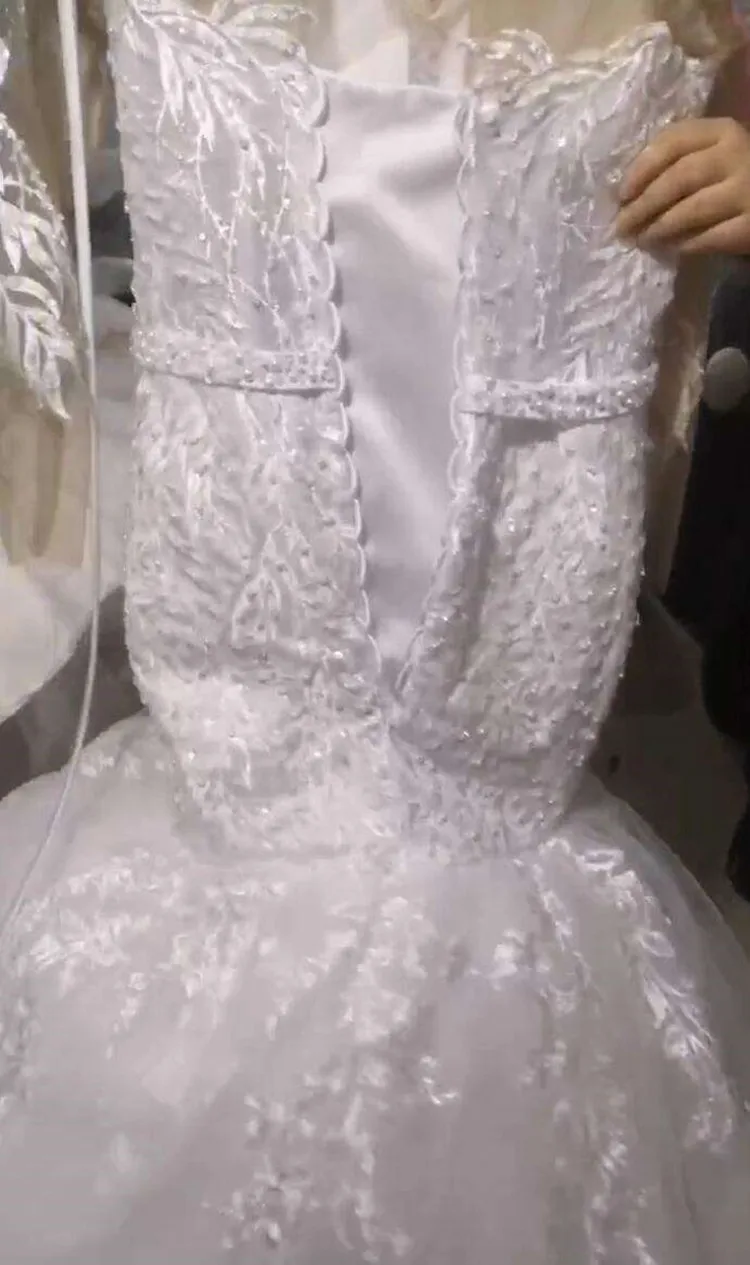 Vestido de novia clásico personalizado con cuello redondo y Apliques de encaje, corsé en la espalda, manga larga, estilo campestre, vestido de novia para iglesia