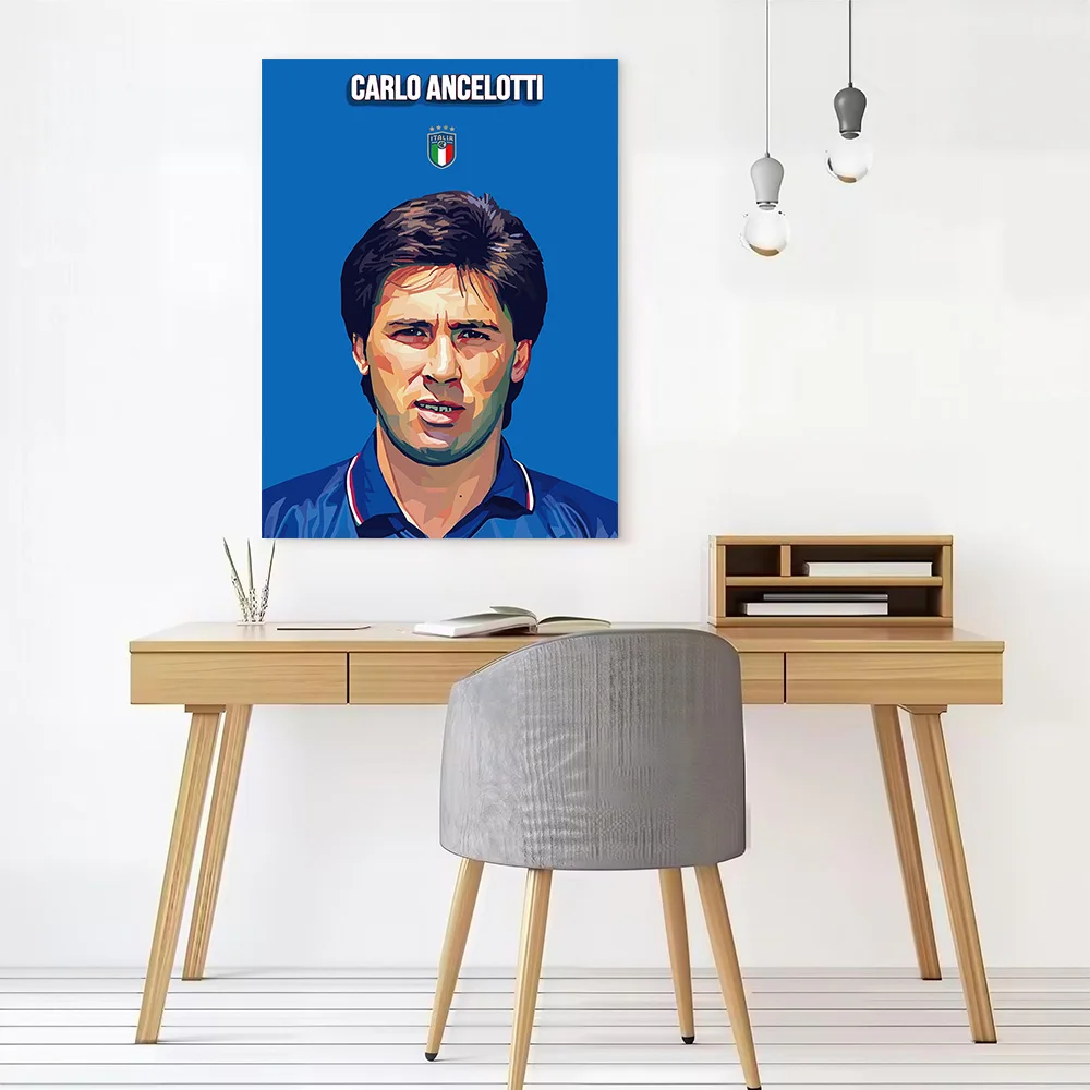 Carlo Ancelotti Pop Art Portrait Printed Canvas Poster Personalized High Quality Wall Art Paintings for Decoration Living Room