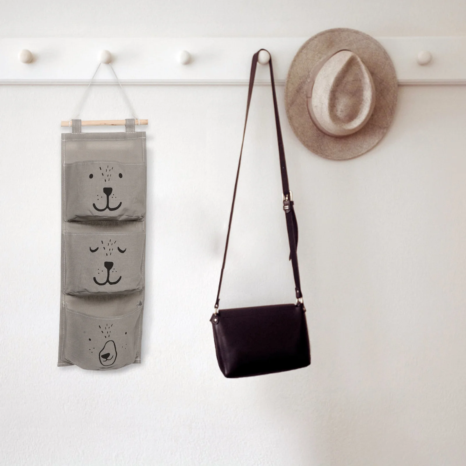 

Wall Hanging Storage Bag With Pockets For Bedroom Dormitory Office Space-Saving Fabric Hanging Organizer Multi-Functional Wall
