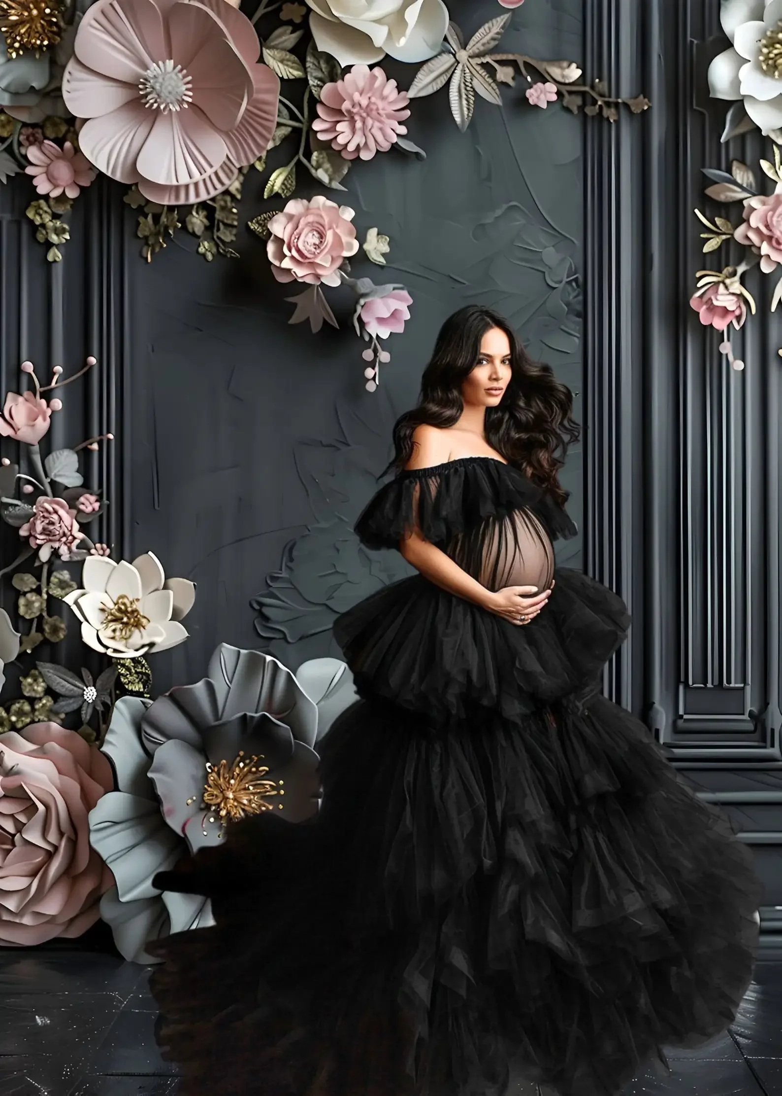 Mehofond-Fondo de fotografía para adultos, Panel negro de pared Floral, cumpleaños, maternidad, boda, decoración de retrato, telón de fondo para estudio fotográfico