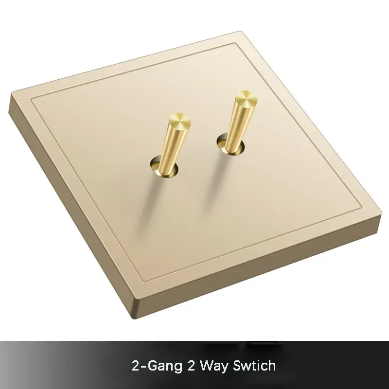 Wall Light Dimmer Switch Vintage Brass Lever 1-4 Gang 2 Way Toggle Switch Flame Retardant PC Panel