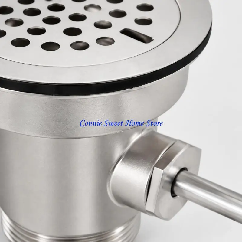 LXAF Basin Drain Replacement with Round Perforated Cover, Turning Handle, Side Inlet, and Metal Construction for Holding and