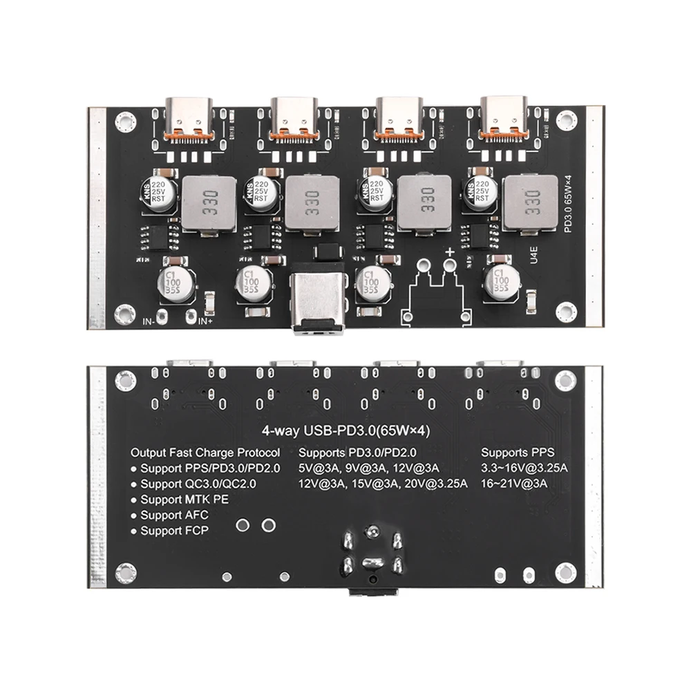 4 Way Output PD65W Fast Charging Module Type-C Interface Support PD3.0/2.0 QC3.0/2.0 FCP AFC Fast Charging DC5.5*2.5/2.1