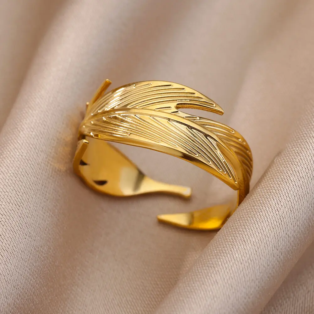 316L Stainless Steel Rings for Women Vintage Gold Color Geometric Ring Female Male Luxury Aesthetic Jewelry Accessories Gifts