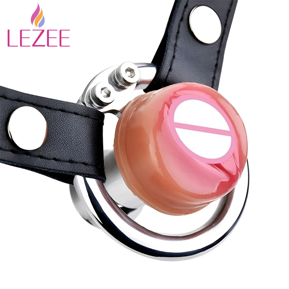 

LEZEE Stainless Steel Chastity Cage Metal Cock Lock With Realistic Clitoris Adults Sex Toys for Men BDSM Male Penis Ring Device