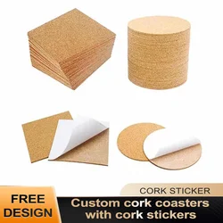 1mm2mm3mm Round Square Cork Coaster Self-adhesive Non-slip Cork Gasket With Adhesive Cork Sticker