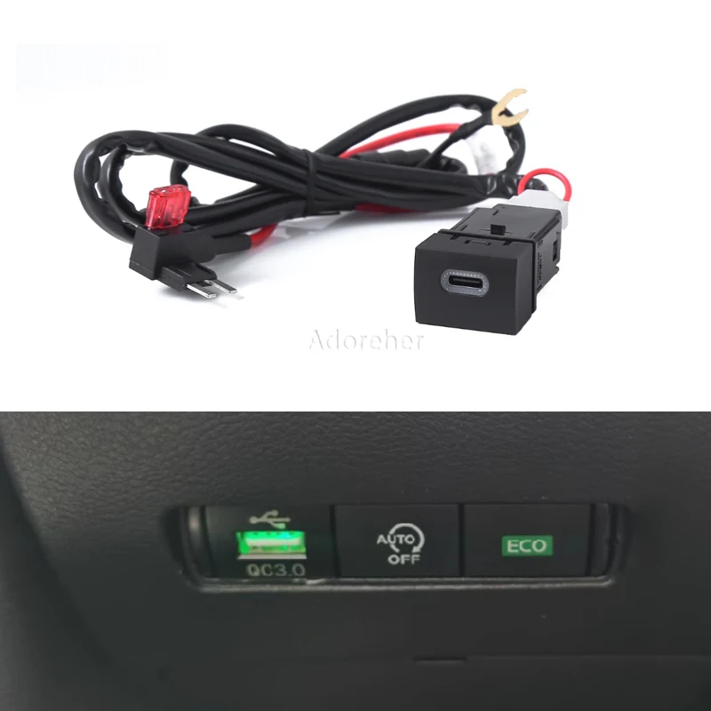 

12V Quick Car Charger Typy C QC3.0 PD Charger Interface Adapter For Nissan Sylphy 14th Generation Teana