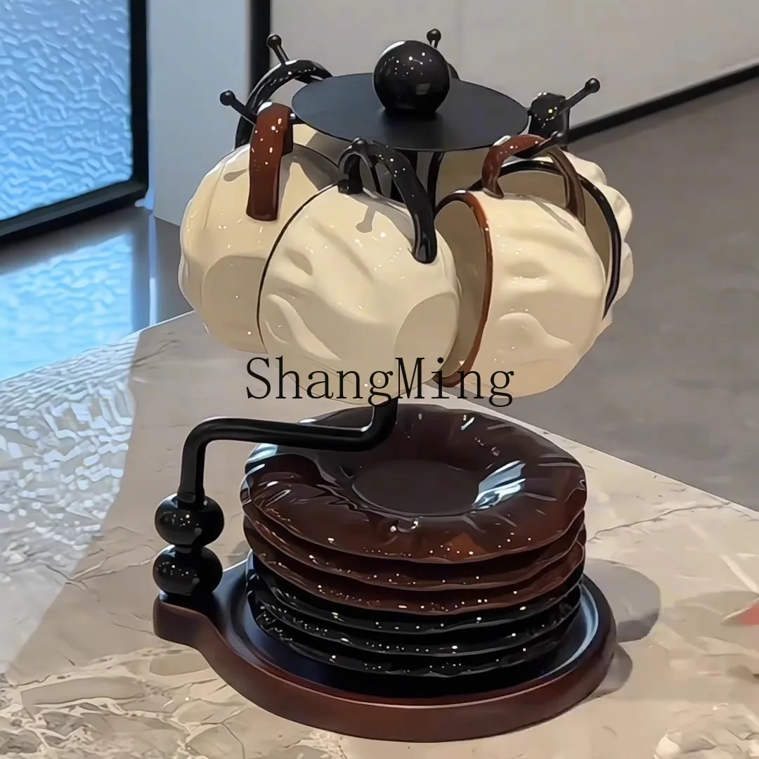 

CL retro pleated coffee cup set, high-end light luxury household ceramic cup, exquisite wedding gift, anti-scalding
