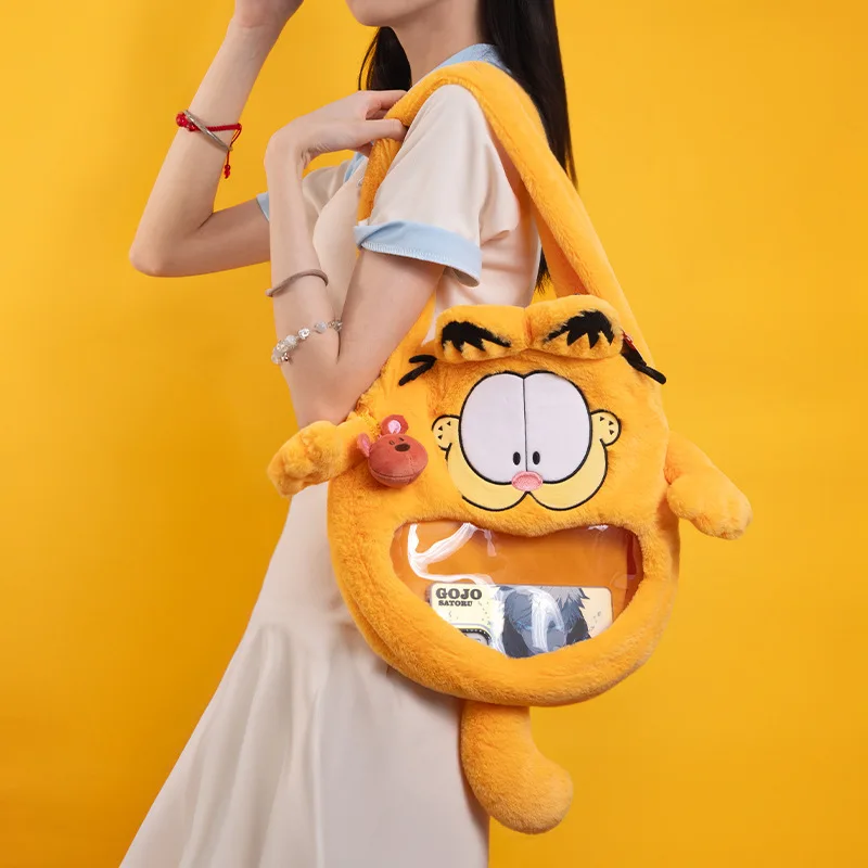 Cartoon Garfields Large Capacity Plush Bag Kawaii Girls Shoulder Bag Cute Plush Doll Crossbody Bag Portable Coin Lipstick Bag