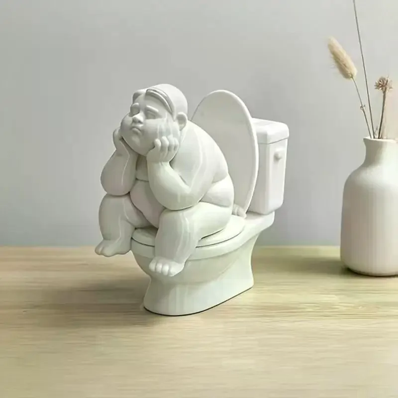 Toilet Thinker Statue Funny Resin Figurine Creative Desk Ornament Unique Art Sculpture Home Tabletop Decor For Holiday Gift