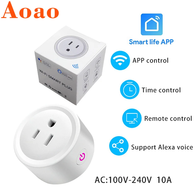 

Wifi smart socket plug AC100V 240V 10A Electrical power plug App smart life tuya remote control support Alexa Google Home voice