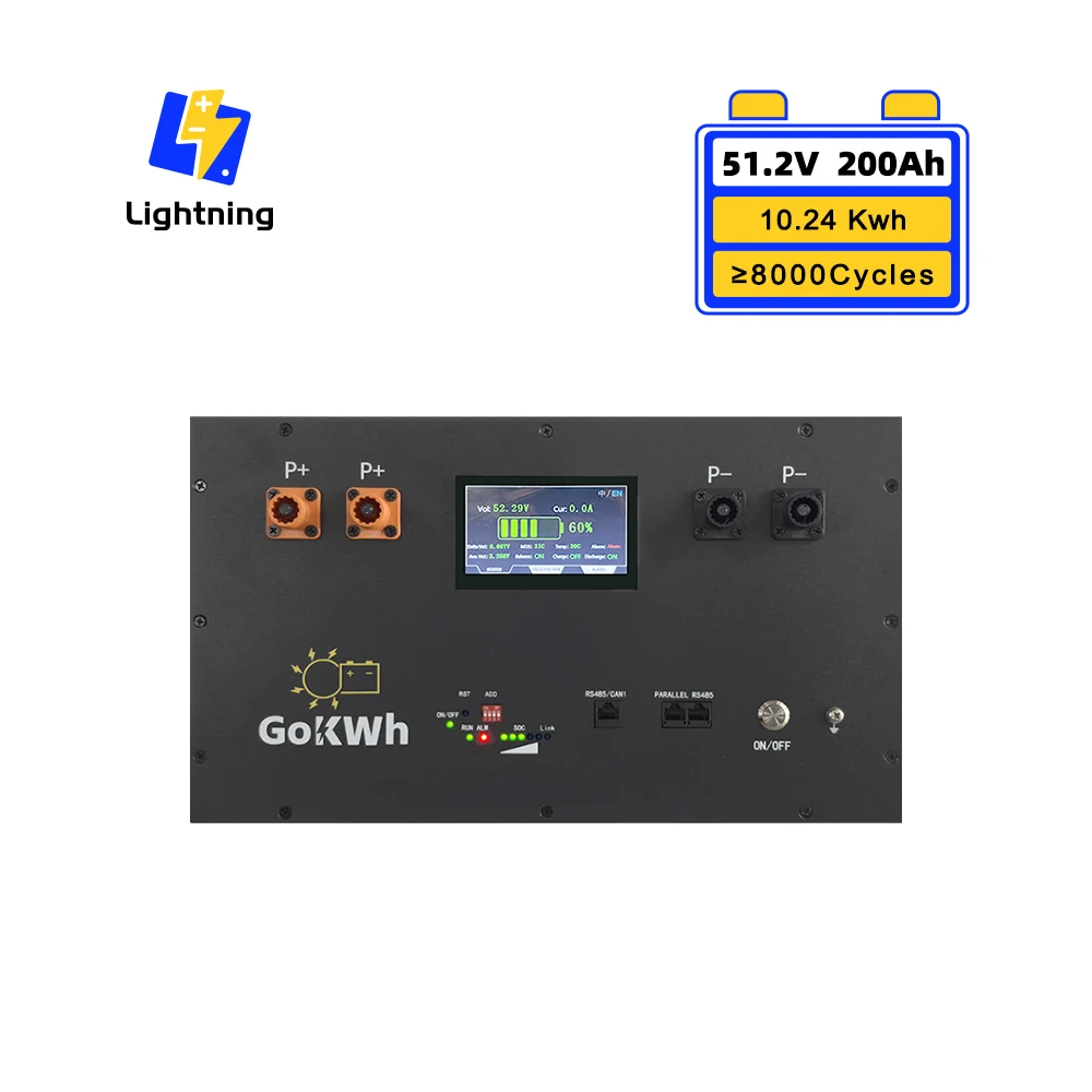 

GoKWh 48V 200Ah Lifepo4 Литий-железо-фосфатный аккумулятор 10 кВтч 10 кВт 280 Ач 320 Ач 400 Ач 51,2 В для солнечной домашней системы хранения энергии