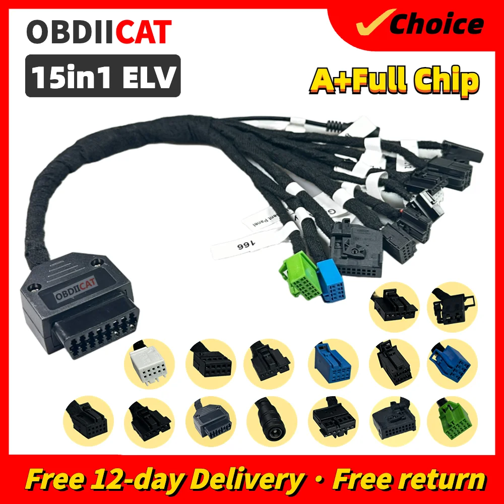 New 15 in 1 ELV wiring harness key lost all matching platform VVDI tablet  for W164/W212/W221/W246/W218/W204/W447 IM508 MB Tools